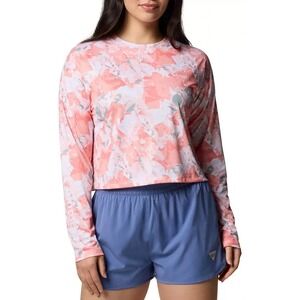 Columbia Women's Size M PFG Super Tidal Light Long Sleeve Shirt UPF 40 Cropped